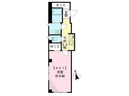 SOLANA SEKIYA(1K/4階)の間取り写真