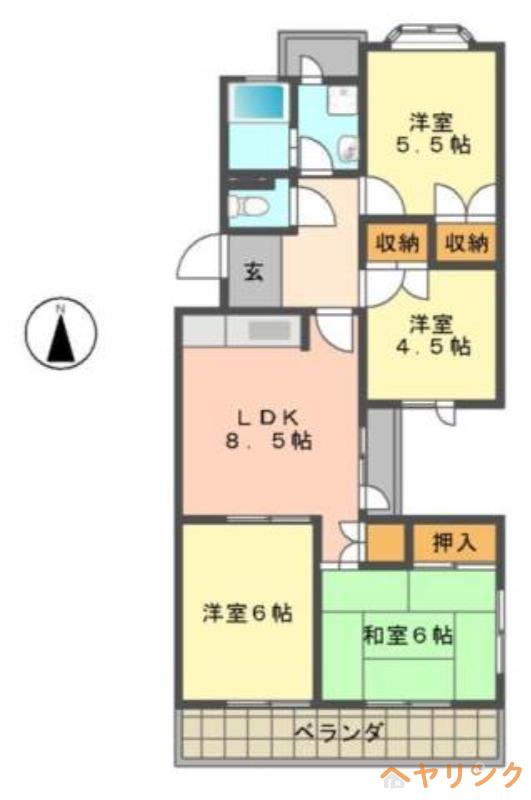 アーバンドエル猪高台(4LDK/2階)の間取り写真