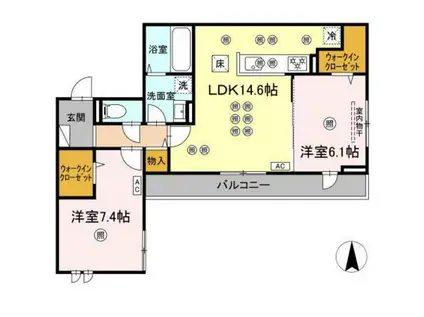 フェリックス(2LDK/1階)の間取り写真