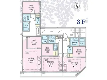 CHARMEROGERRESIDENCE(2LDK/3階)の間取り写真