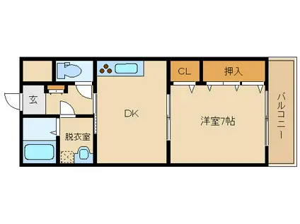 ヴァルカン城山(1DK/5階)の間取り写真