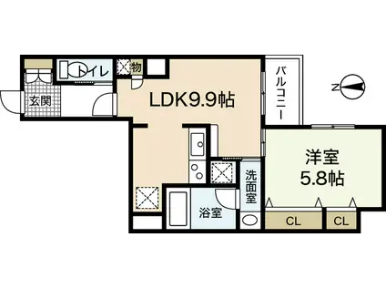 ル・シエル(1LDK/6階)の間取り写真