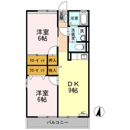 サンヴェールB(2DK/1階)の間取り写真