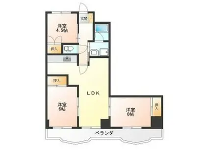 コンフォートヴィラI(2LDK/4階)の間取り写真