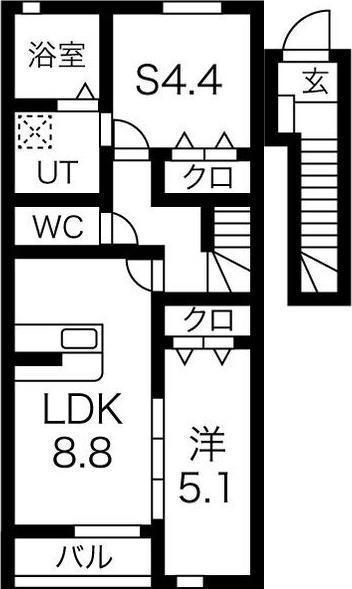クレスト矢巾(1SLDK/2階)の間取り写真