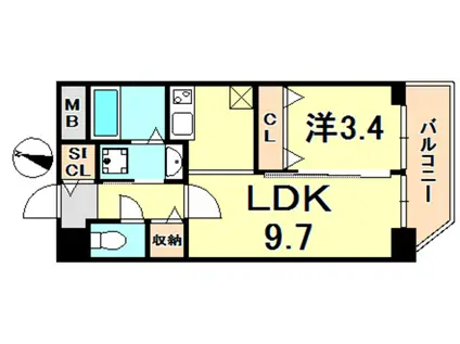 セレニテ神戸元町(1LDK/11階)の間取り写真