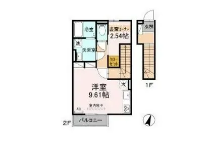 インター池田III(ワンルーム/2階)の間取り写真