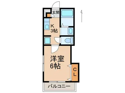 GRACECASAアマノ(1K/2階)の間取り写真