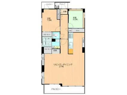 クレヴィータ上通(2LDK/7階)の間取り写真