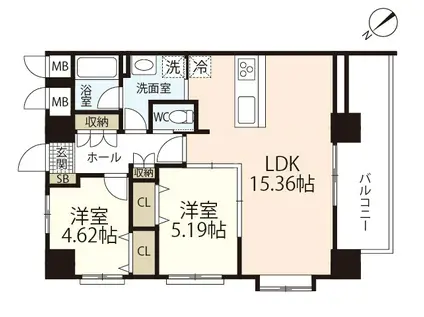 GRAND STAGE24(2LDK/9階)の間取り写真