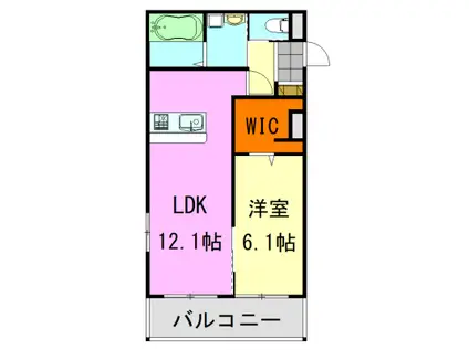 ルールドクロワール末広(1LDK/3階)の間取り写真
