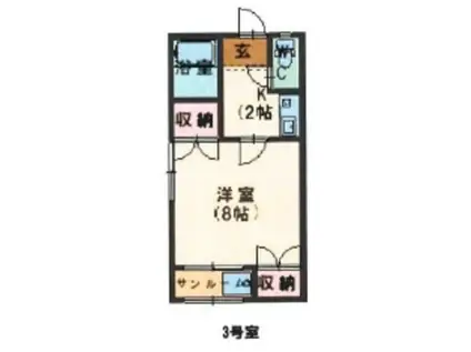 フロイライン泉ヶ丘(1K/2階)の間取り写真