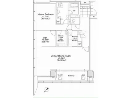 松竹スクエアレジデンス(1SLDK/21階)の間取り写真