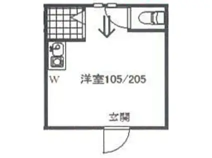 ハウスベスタ(ワンルーム/1階)の間取り写真