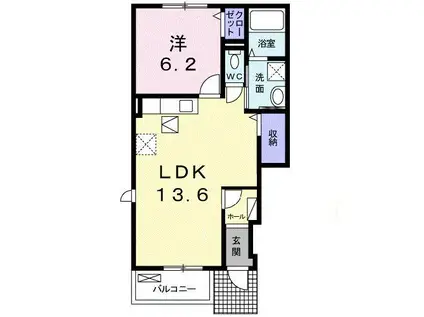 ラブ・ラ・ドール(1LDK/1階)の間取り写真