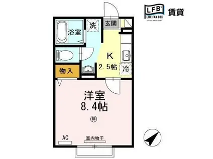 センターロードA棟(1K/2階)の間取り写真