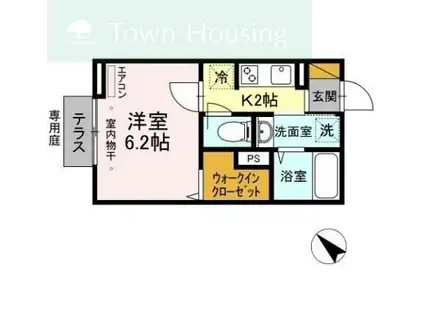 JR京葉線 新浦安駅 徒歩15分 3階建 築4年(1K/1階)の間取り写真