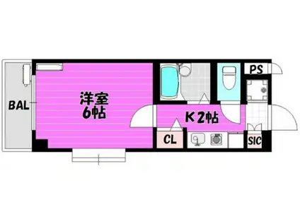 ショコラ2(1K/3階)の間取り写真