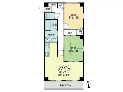 フィネスレインボー(2LDK/2階)の間取り写真