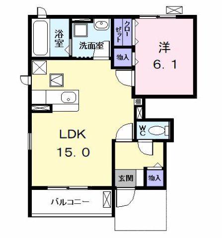 LE REVE(1LDK/1階)の間取り写真
