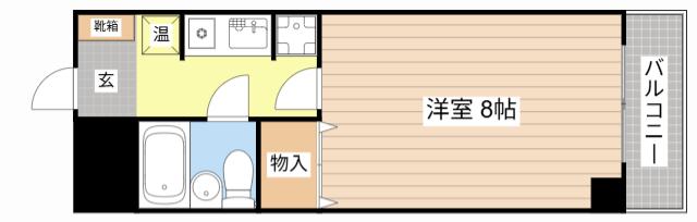 カーサ清水花(1K/2階)の間取り写真