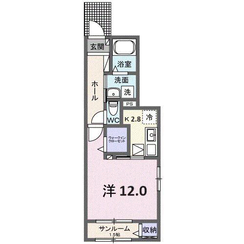 紬 TSUMUGI(1K/1階)の間取り写真