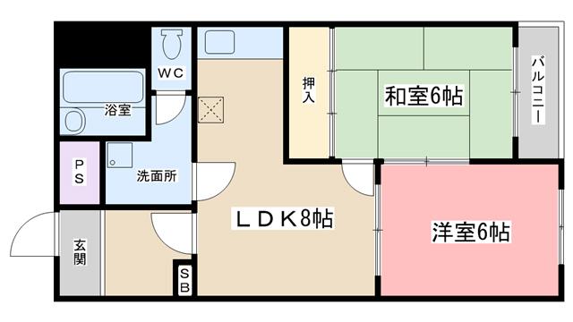コートバレー1(2LDK/2階)の間取り写真