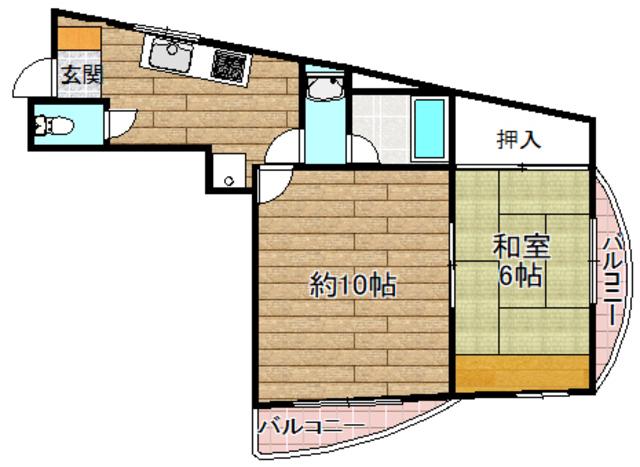 YDビル(1LDK/3階)の間取り写真