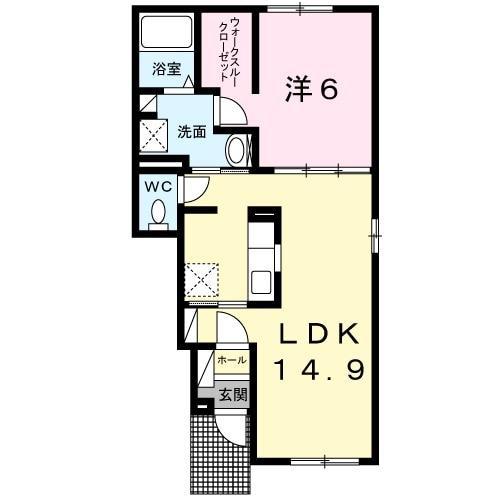 スマイル ハウス(1LDK/1階)の間取り写真
