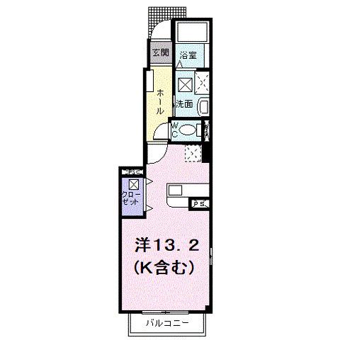 JR福塩線 駅家駅 徒歩13分 2階建 築21年(ワンルーム/1階)の間取り写真