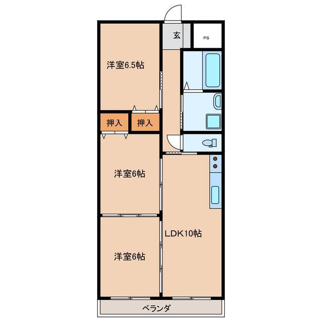 ビエナコートN棟(3LDK/2階)の間取り写真