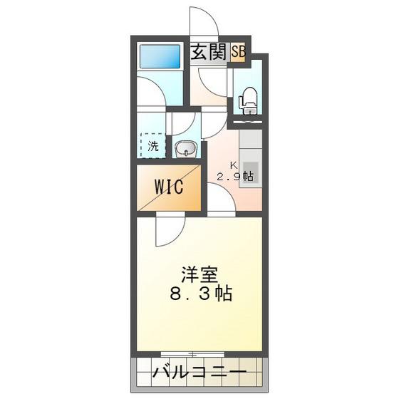AQLA(1K/1階)の間取り写真