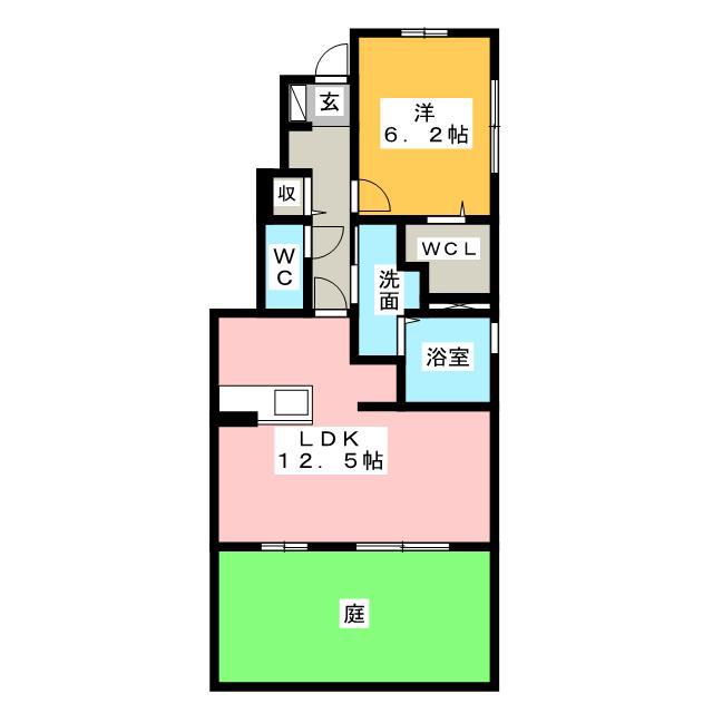 メゾンプレーヌ天竜川C(1SLDK/1階)の間取り写真
