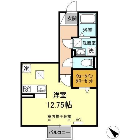 D-ROOM土岐(ワンルーム/2階)の間取り写真