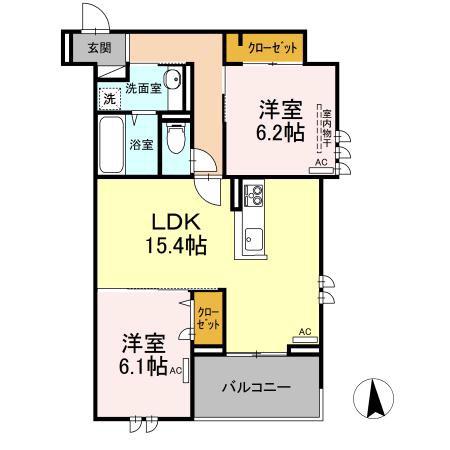 エグレットテラス(2LDK/3階)の間取り写真