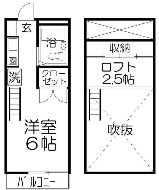 あかるハイム14(ワンルーム/1階)の間取り写真