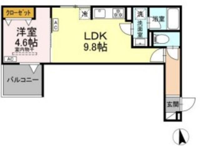 セレスティア徳丸 A(1LDK/2階)の間取り写真