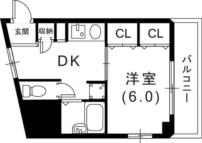 三雄ビルド(1DK/4階)の間取り写真