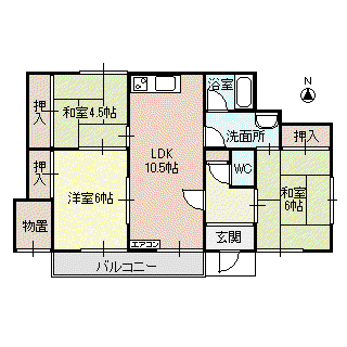 ファミール下条(3LDK/1階)の間取り写真