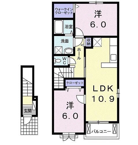 SMITH KANA(2LDK/2階)の間取り写真