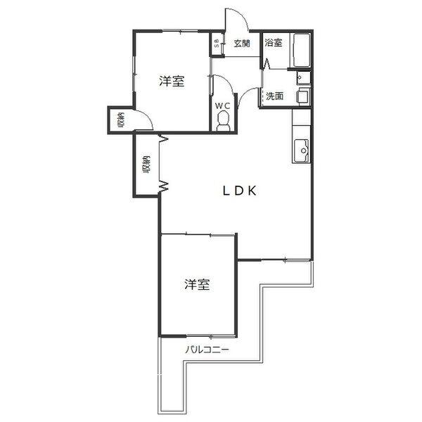 アルカディアI(2LDK/3階)の間取り写真
