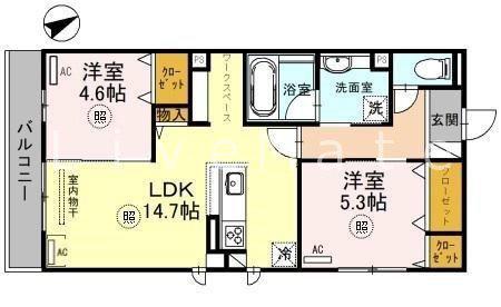 D-ROOM上ノ丸(2LDK/3階)の間取り写真