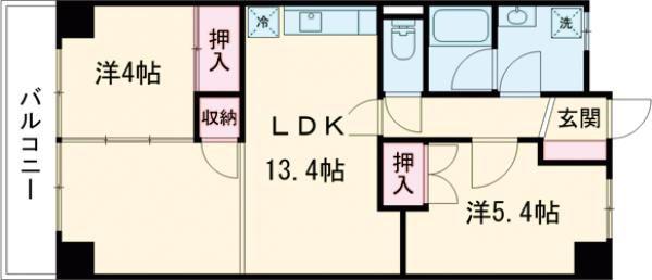 高須スカイハイツ(2LDK/5階)の間取り写真