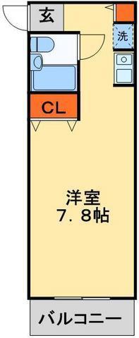 ジョイフル津田沼III(1K/4階)の間取り写真