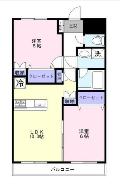 プルメリア(2LDK/1階)の間取り写真