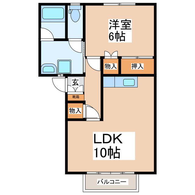 T・ハイツ上田原(1LDK/1階)の間取り写真