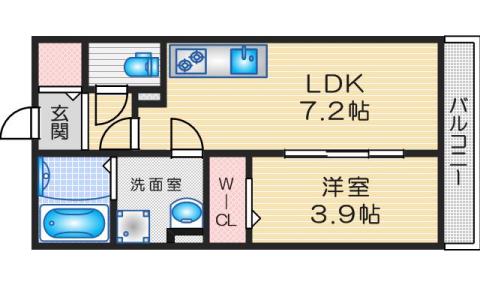 メゾンブラン(1DK/2階)の間取り写真