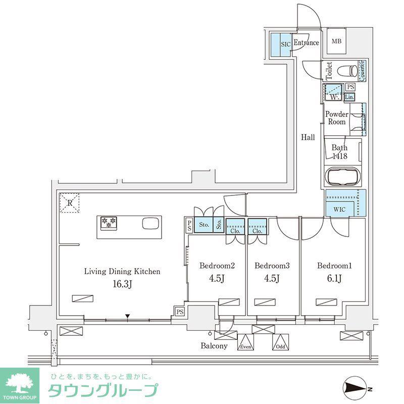 フロンティアレジデンス錦糸公園(3LDK/2階)の間取り写真