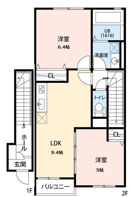 アムール 美咲(2LDK/2階)の間取り写真