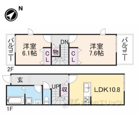 銀閣寺 麓庵(2LDK/1階)の間取り写真